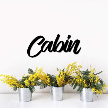 Cabin Metal Sign | Metal Word Art | Cabin and Lake Living Room Decor | Cabin Bedroom and Bathroom Wall Art | Cabin Life Gifts